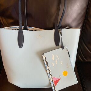NWT Kate Spade Large Tote Reversible Set Sail Blue Navy Sailboat Maritime